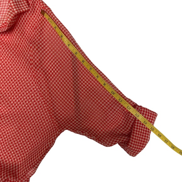 Hot & Delicious Gingham Top Wrap Red White Semi Sheer Small S NWT - Picture 10 of 13